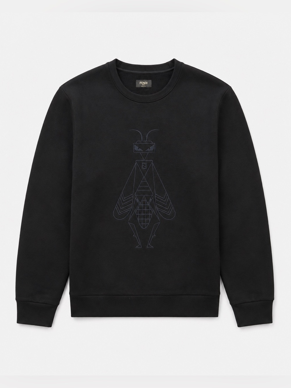 Fendi Black Crewneck Sweatshirt Bug Graphic Logo Designer Pullover Sweater 56